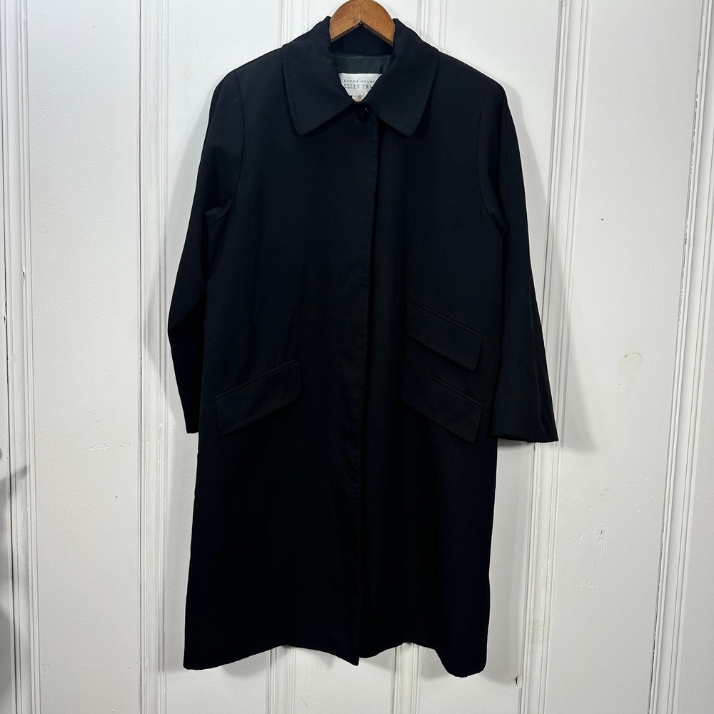 Linda Allard Ellen Tracy Coat Womens 12 Black Excellent Wool Long Sleeve Jacket